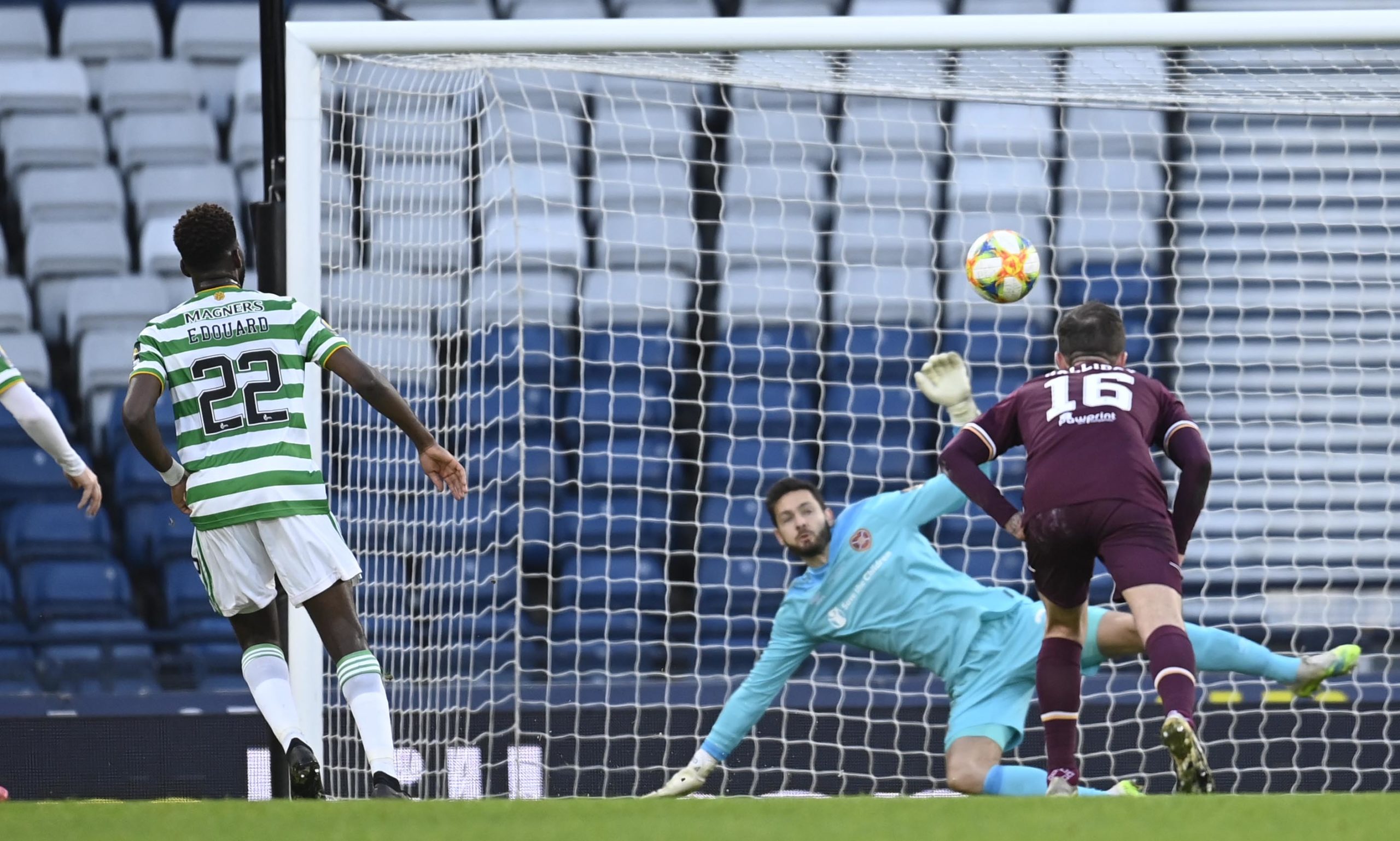 Odsonne Edouard scores against Craig Gordon for Celtic