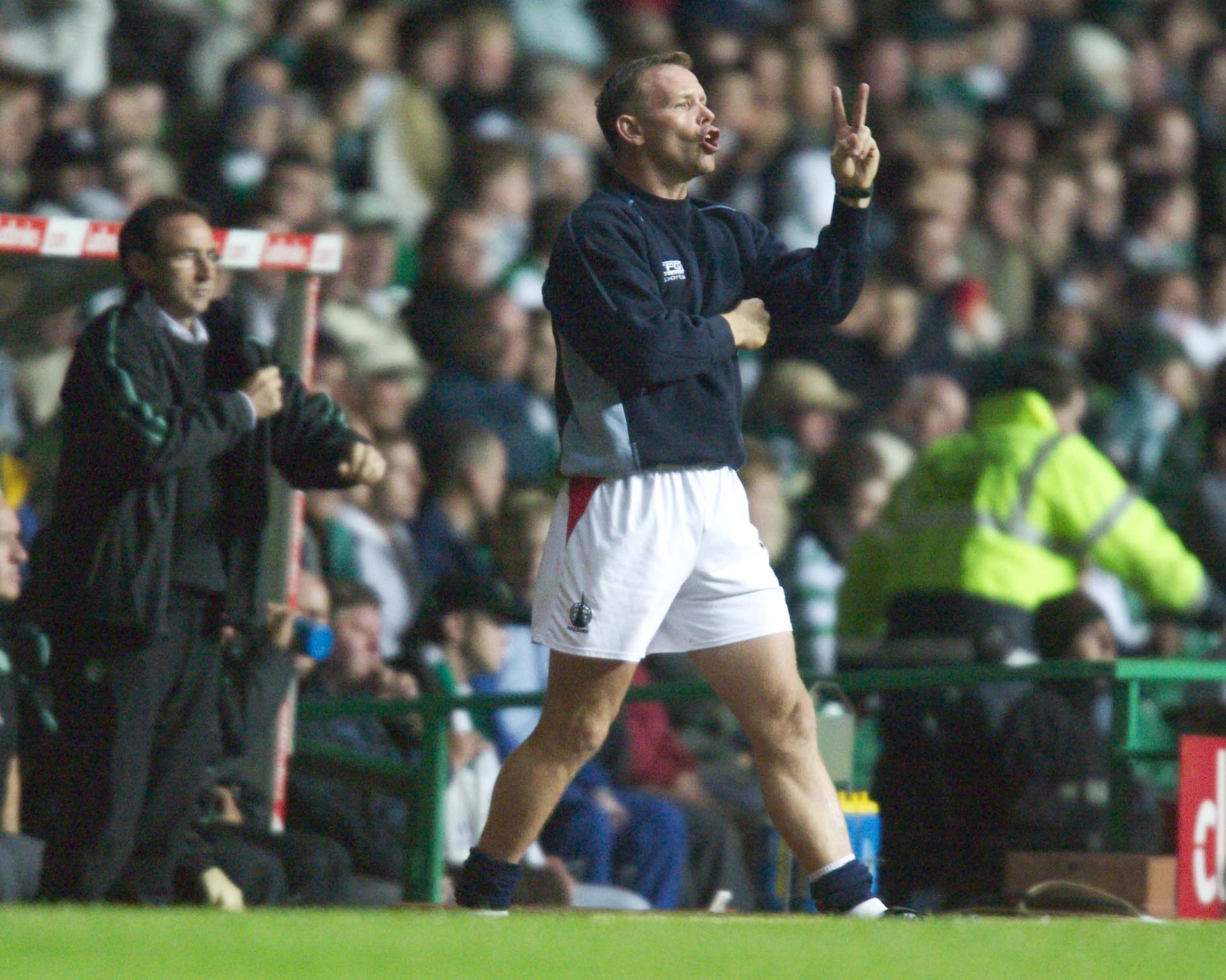 21/09/04 Cis Cup 3Rd Round.Celtic V Falkirk (8-1).Celtic Park - Glasgow.Falkirk Boss John Hughes In The Dug Out