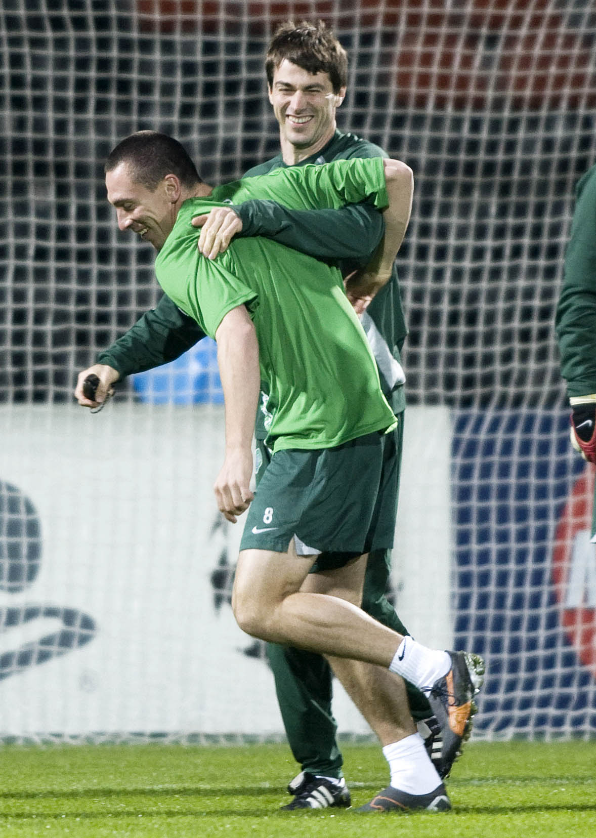 Gregory Dupont with current Celtic captain Scott Brown