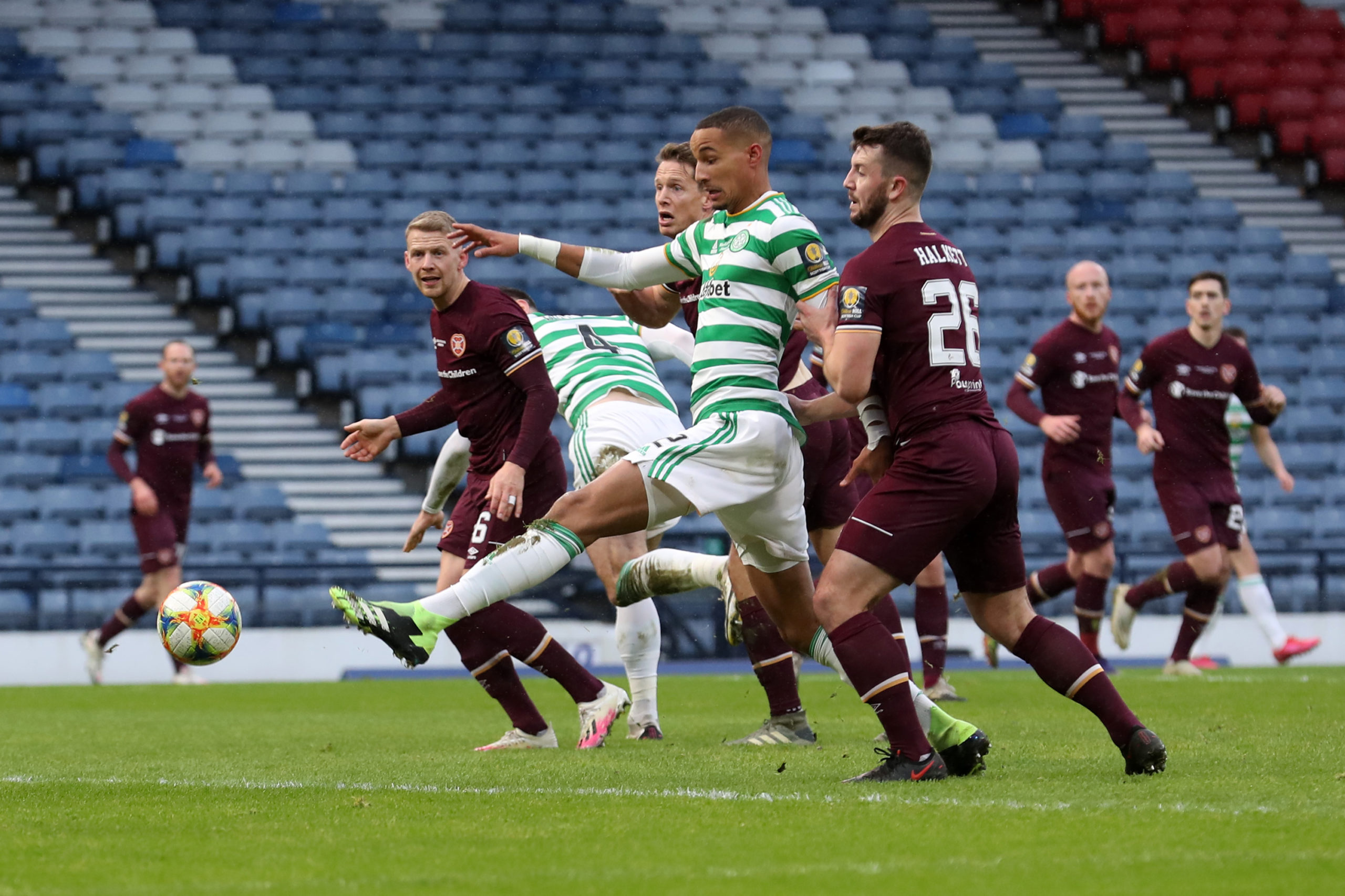 Christopher Jullien in action during Celtic vs Hearts
