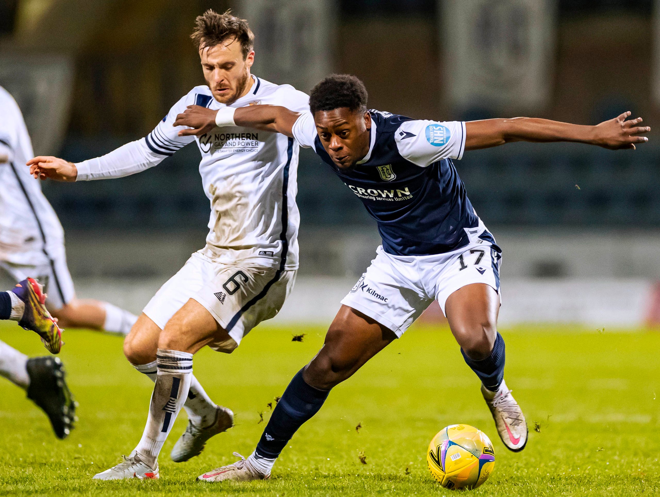 Celtic youngster Jonathan Afolabi in action with Dundee