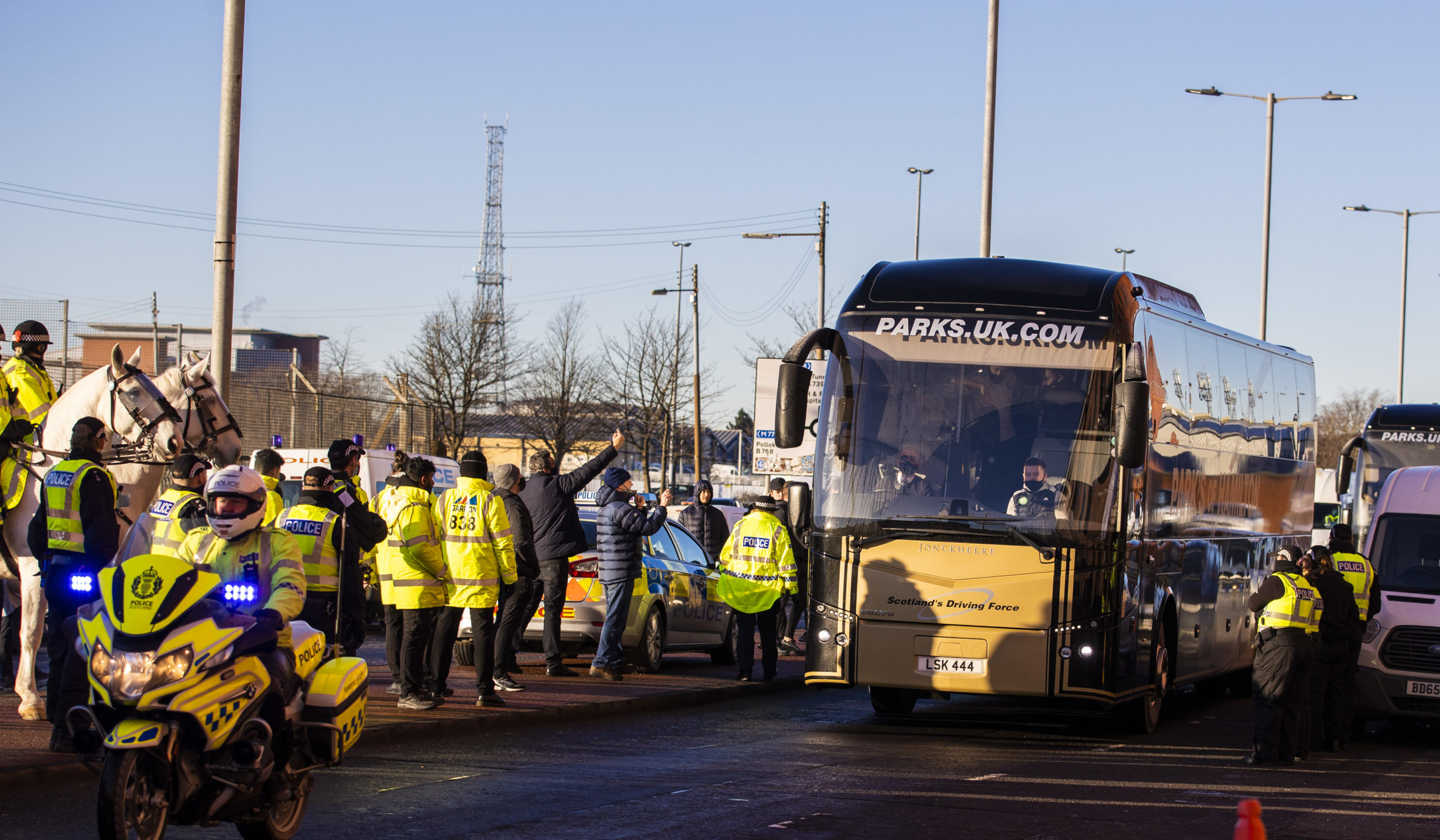 The Celtic bus arrives at Ibrox