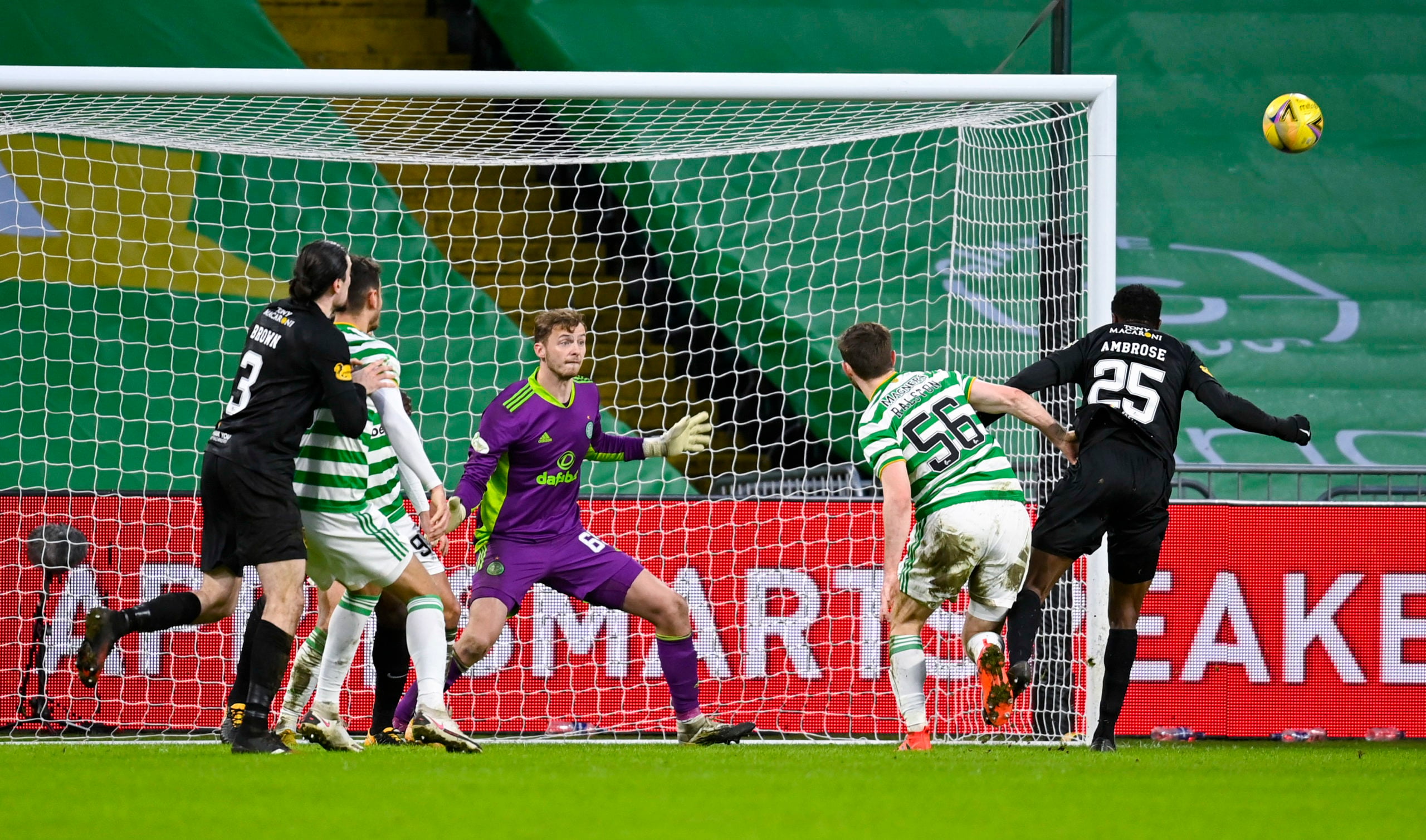 Efe Ambrose spurns a glorious chance for Livingston at Celtic Park