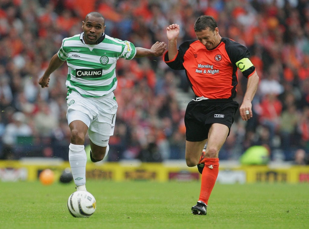 Celtic star Dider Agathe during the Scottish Cup final against Dundee United