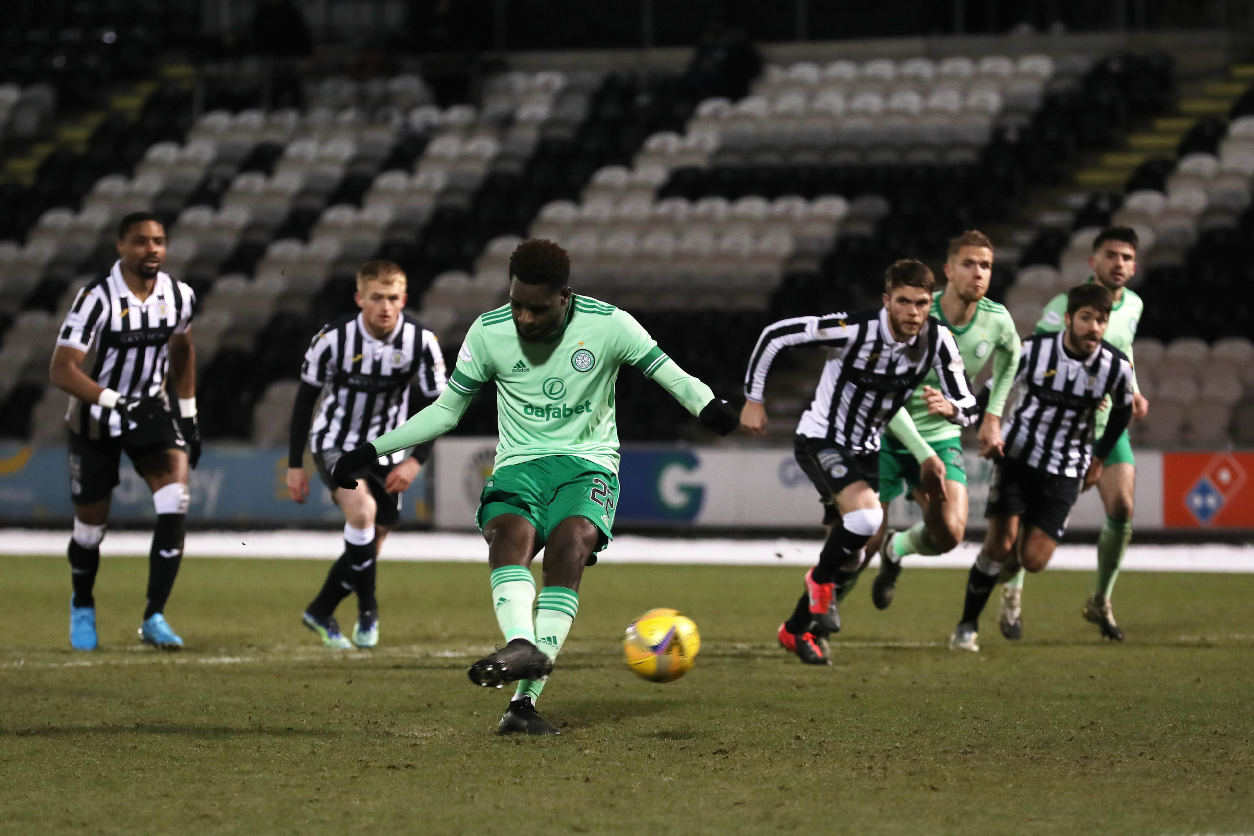 Odsonne Edouard strokes home the penalty at St Mirren