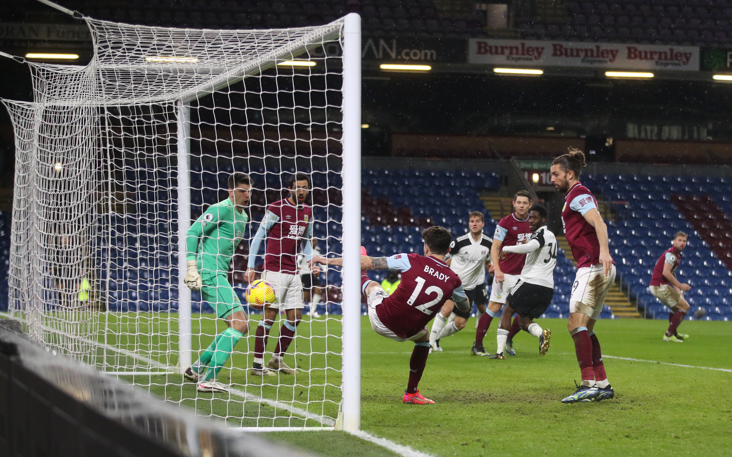 Robbie Brady fails to keep out Fulham's goal against Burnley