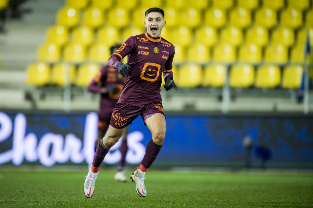 Former Celtic player Marian Shved celebrates a goal on loan