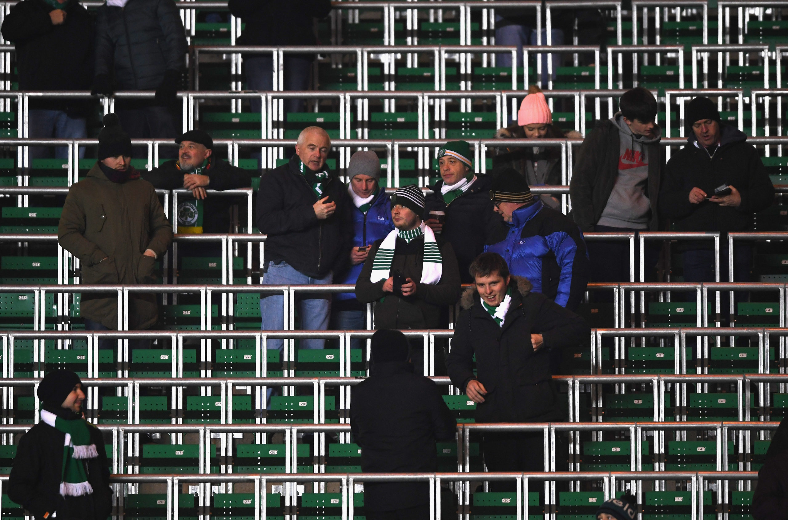 The rail seating at Celtic Park
