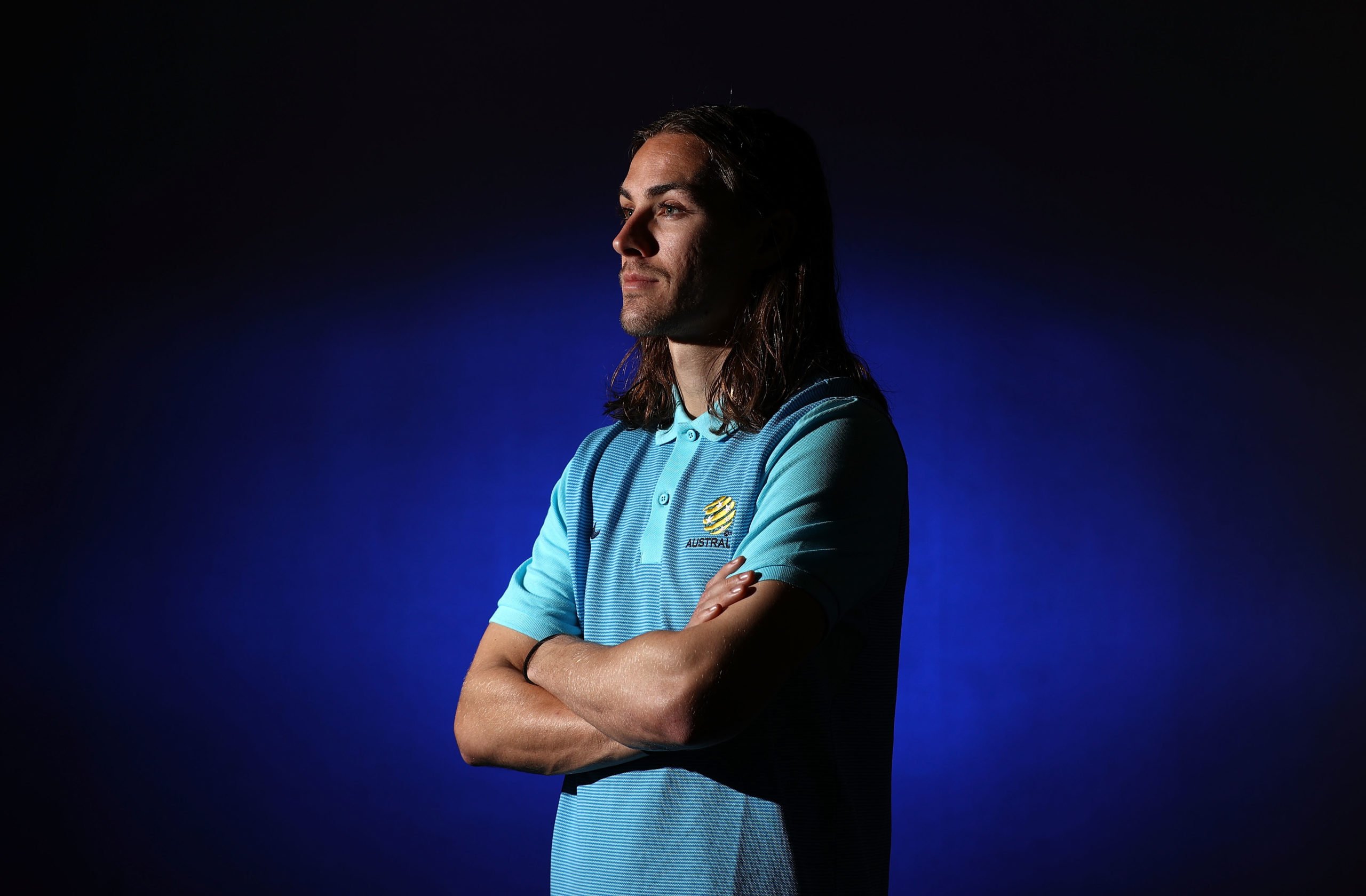 Australia midfielder Jackson Irvine has arrived in Qatar wearing