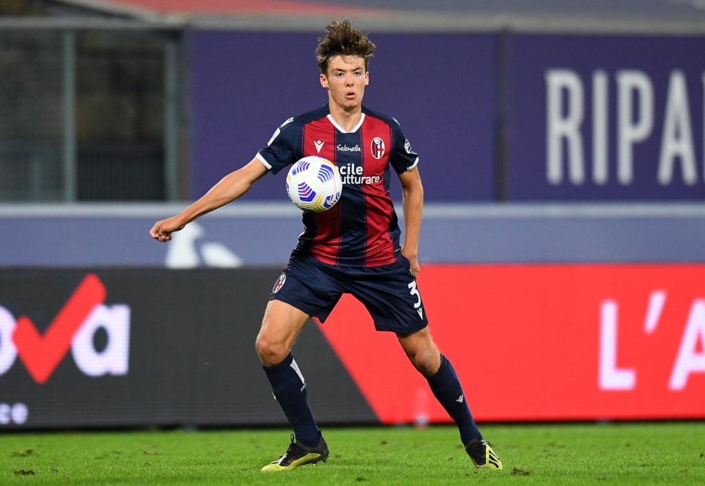 Aaron Hickey in action for Bologna