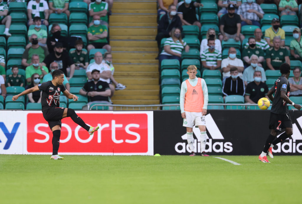 Midtjylland score a free-kick at Celtic Park