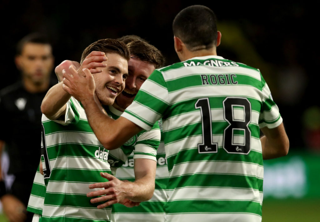 Tom Rogic celebrates a Celtic goal