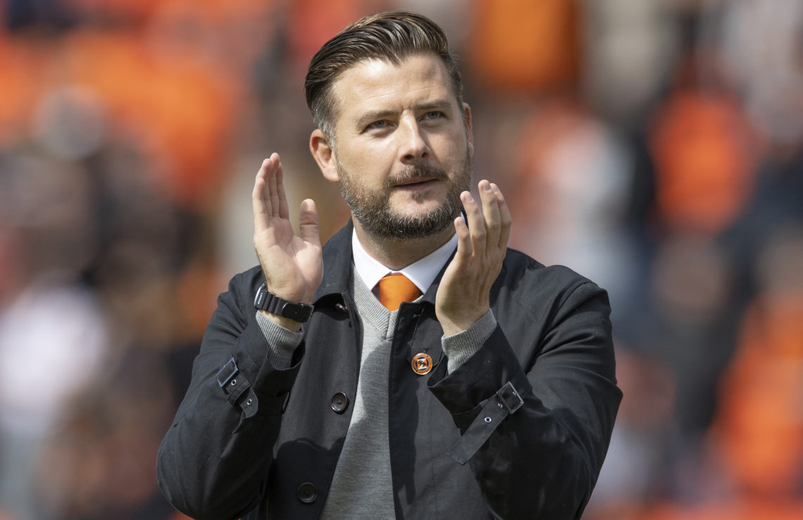 Dundee Utd boss Tam Courts clearly unhappy with Celtic Park penalty incident