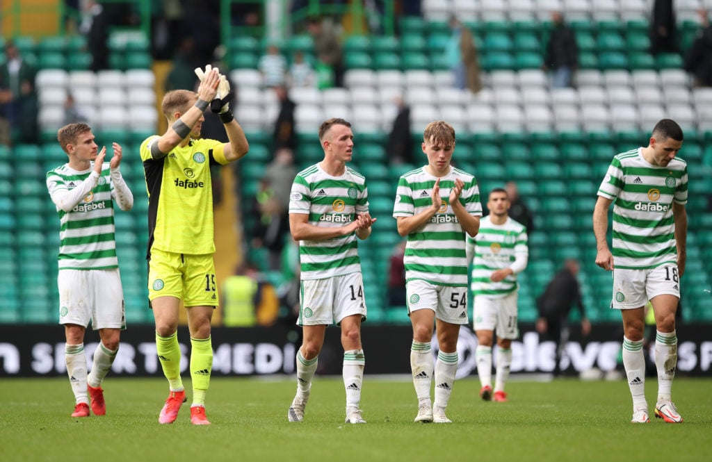 Celtic players after Dundee United draw