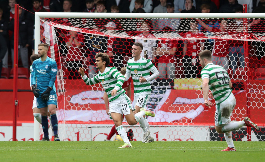 Jota celebrates scoring vs Aberdeen