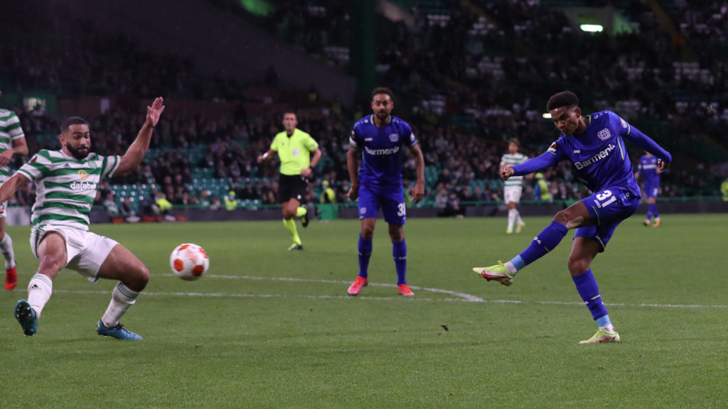 Amine Adli scores at Celtic Park for Leverkusen
