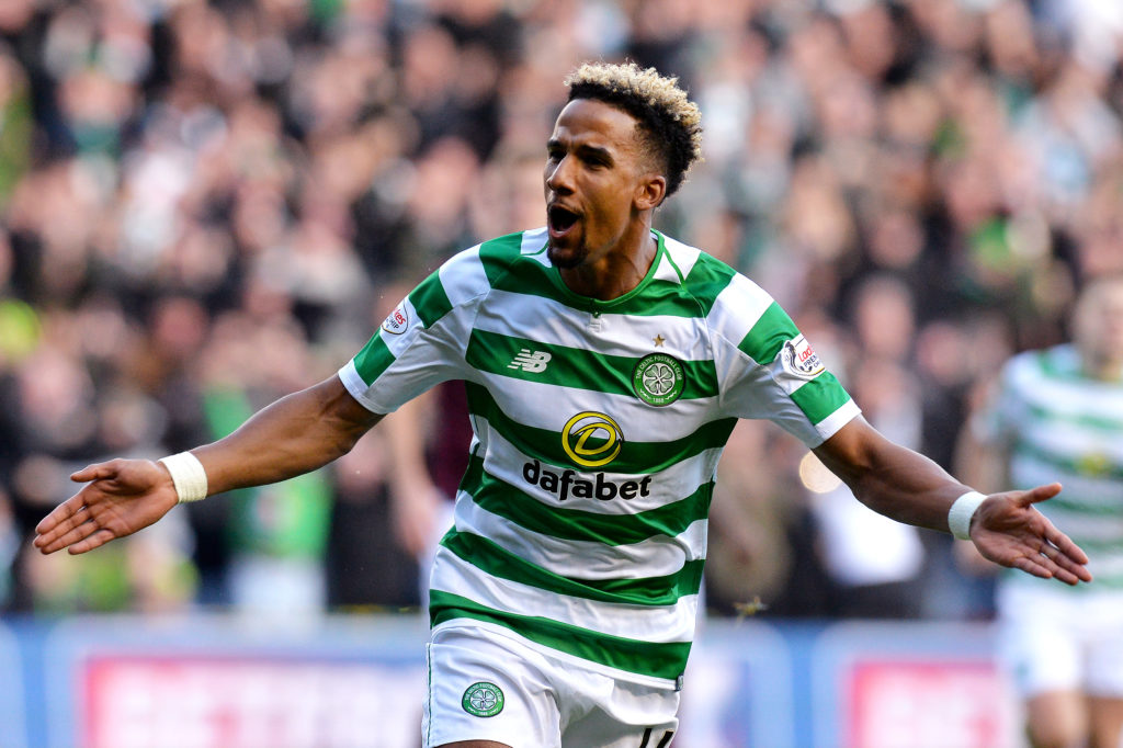 Scott Sinclair celebrates his goal for Celtic against Hearts