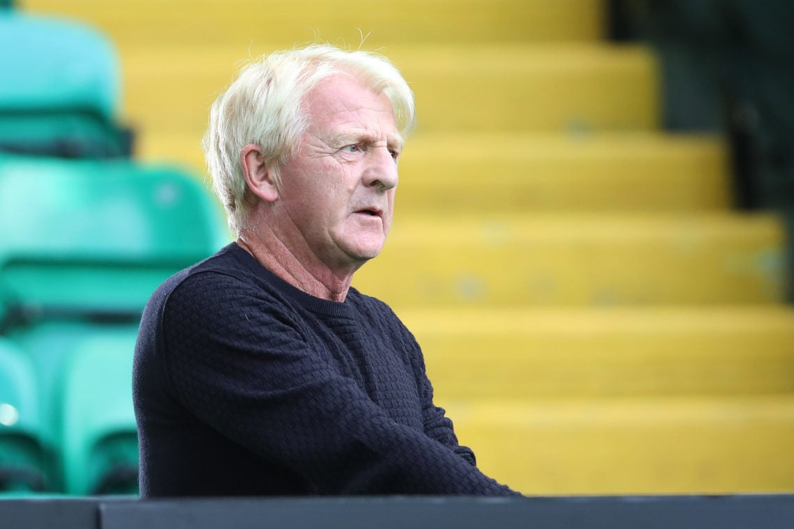 Former Celtic manager Gordon Strachan looks on prior to the UEFA Champions League: First Qualifying Round match between Celtic and KR Reykjavik at ...