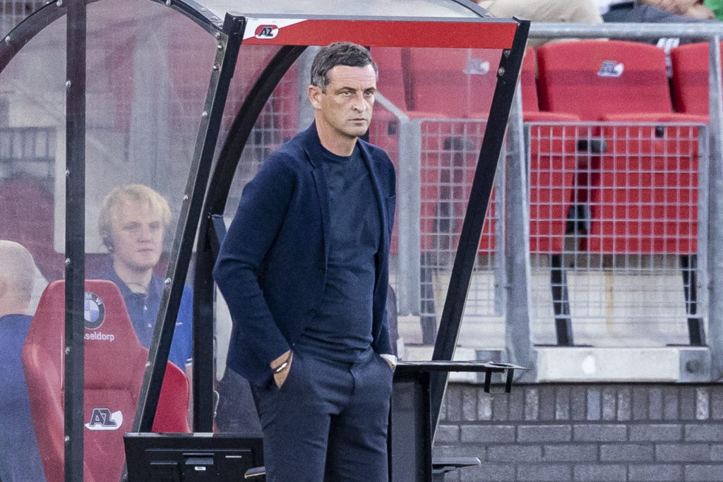 Jack Ross as the manager of Dundee United against AZ Alkmaar.