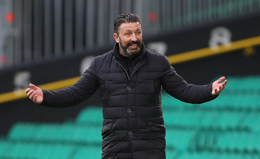 Hearts boss Derek McInnes when he managed Aberdeen at Celtic Park - Ladbrokes Scottish Premiership