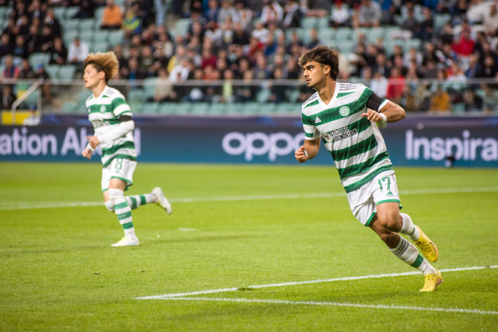 Joao Pedro Neves Filipe knowns as Jota (R) of Celtic FC seen