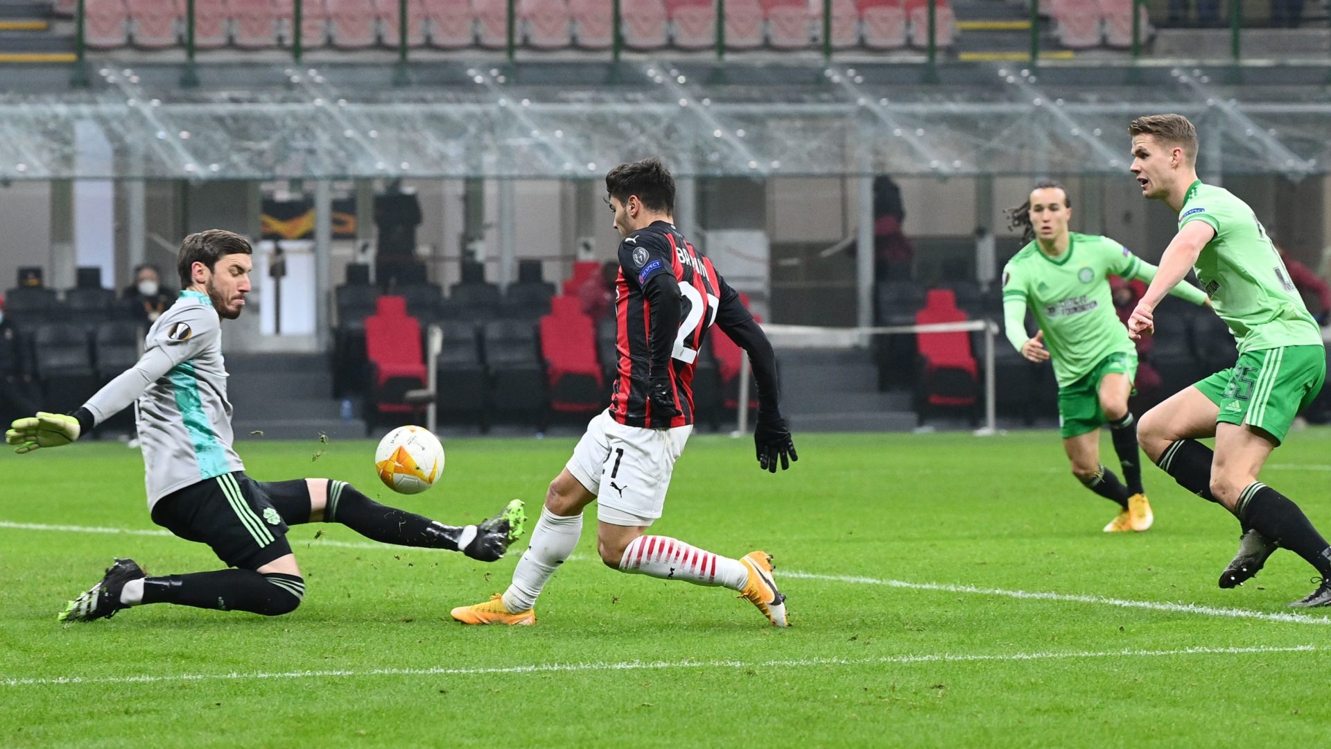Barkas in action for Celtic against AC Milan