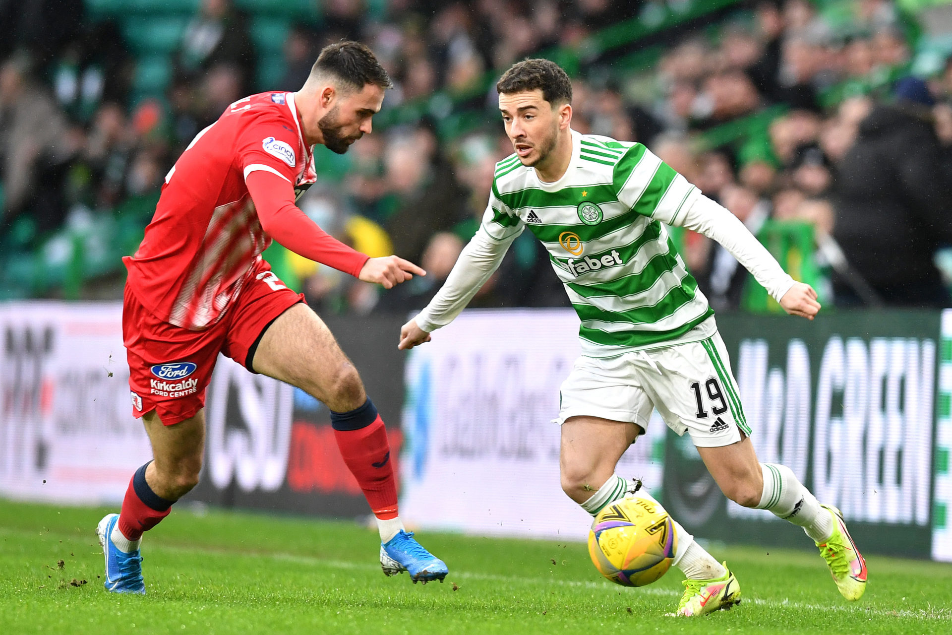 Mikey Johnston playing against Raith Rovers last season