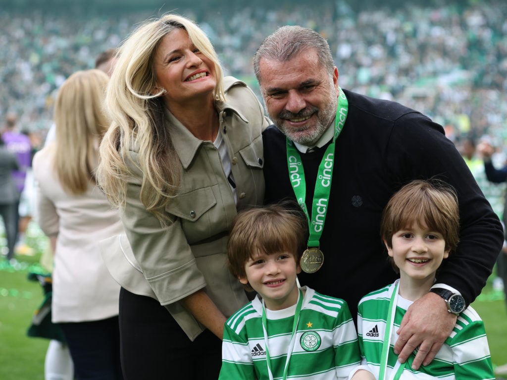Postecoglou with his wife and family on Trophy Day