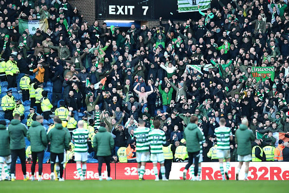 The small Celtic support at Ibrox