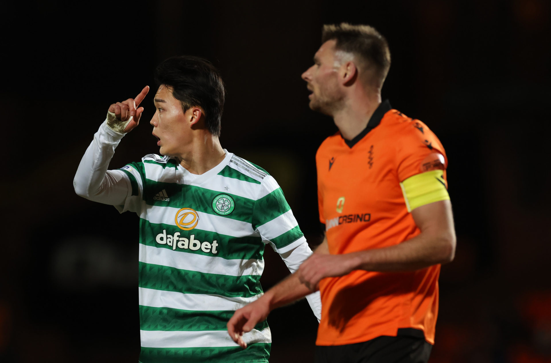 Oh made his Celtic debut in the win at Tannadice on Sunday