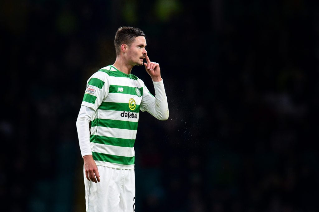 Mikael Lustig in action for Celtic against St Mirren during a Scottish Premiership game