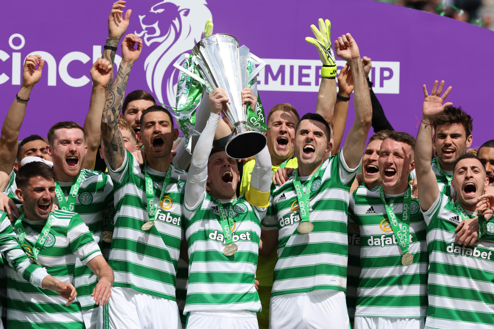 Celtic celebrate their most recent Premiership title