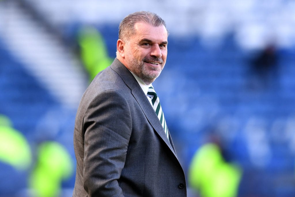 Ange Postecoglou, Head Coach of Celtic, looks on prior to the Viaplay Cup Final between Rangers and Celtic at Hampden Park