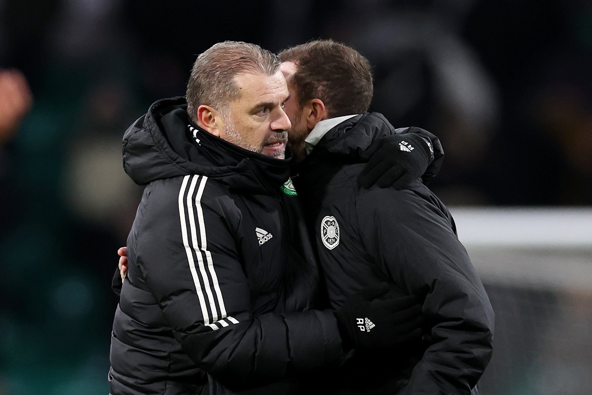 Halliday and Postecoglou shared an embrace after the recent game at Celtic Park