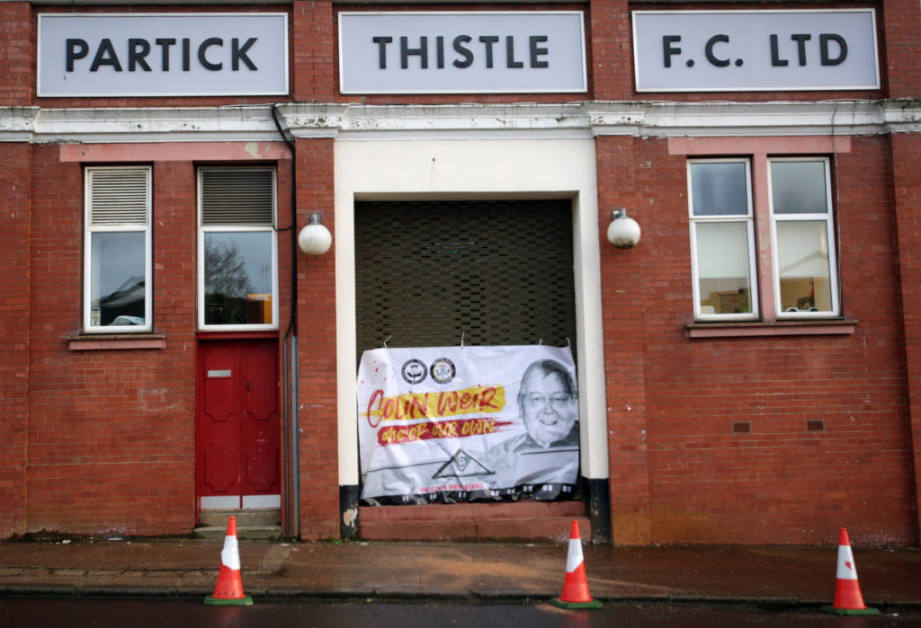 Funeral Cortege Of Euromillions Winner Pauses at Partick Thistle's Stadium