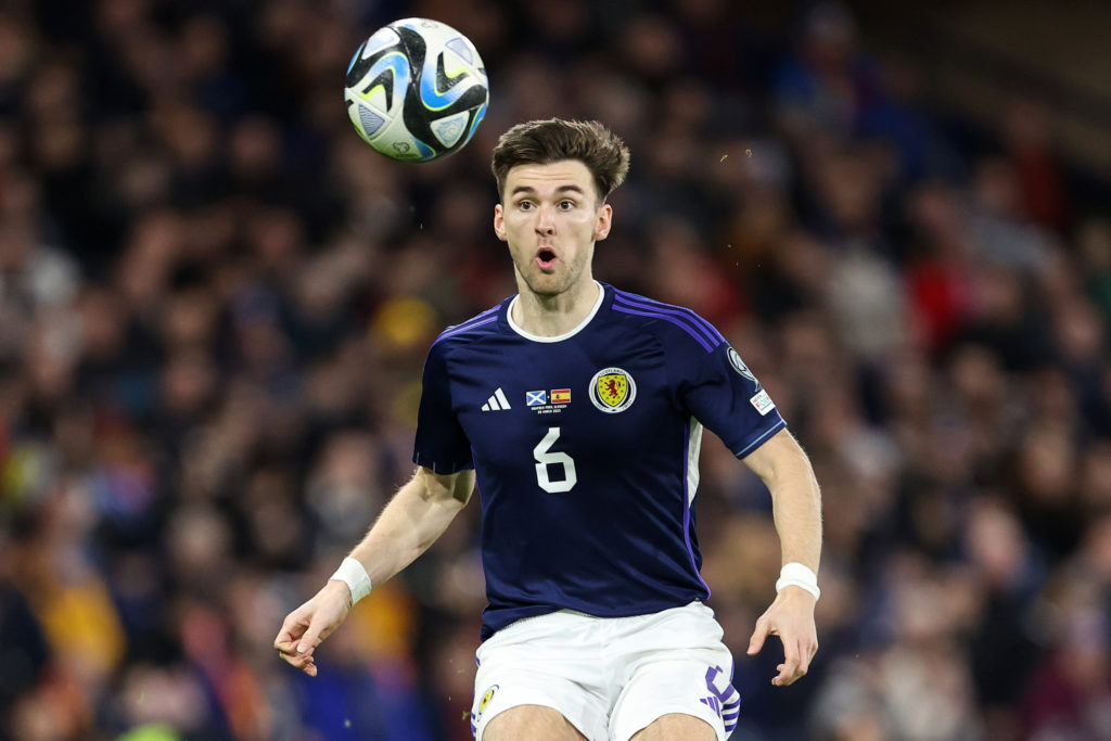 Kieran Tierney in action for Scotland against Spain