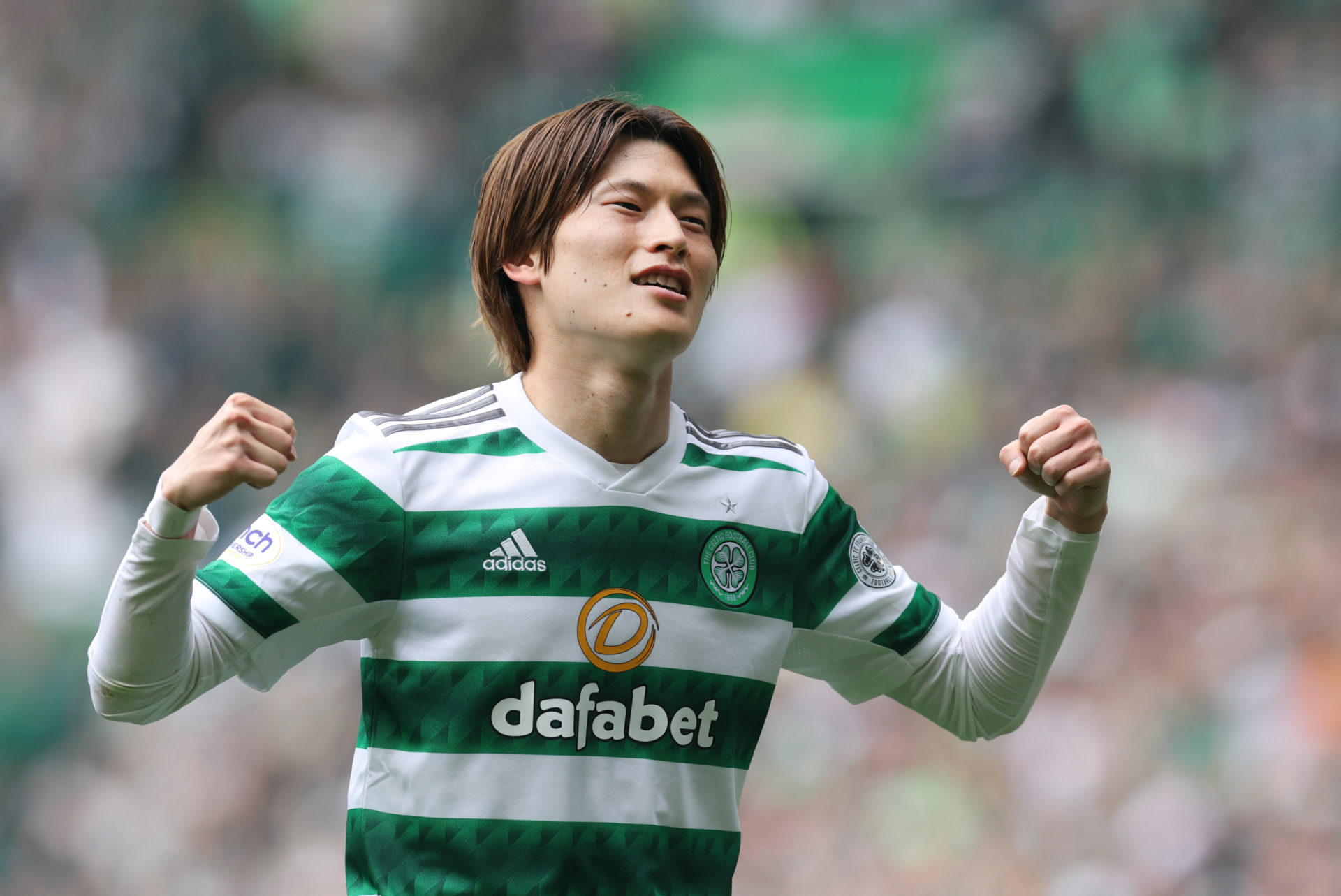 Kyogo Furuhashi all smiles at Lennoxtown amidst fitness concern ahead ...