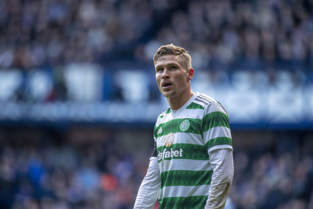 Carl Starfelt of Celtic during the Cinch Scottish Premiership match between Rangers FC and Celtic FC
