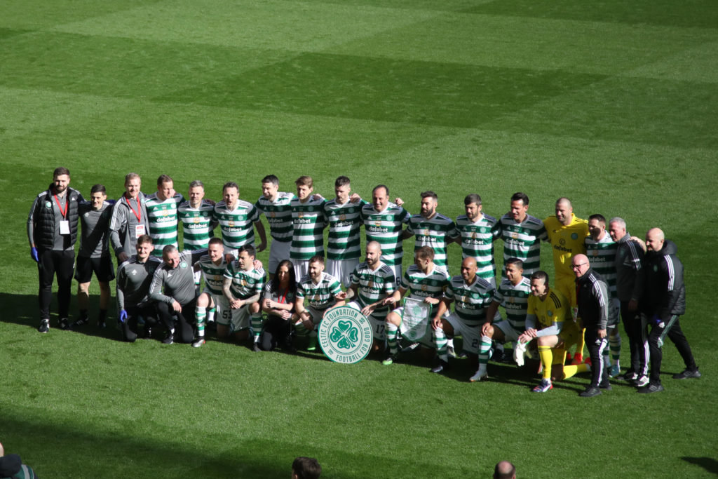 SUN AND SUN ON SUNDAY OUT: Celtic Team at Anfield on March 25, 2023 in Liverpool, England.