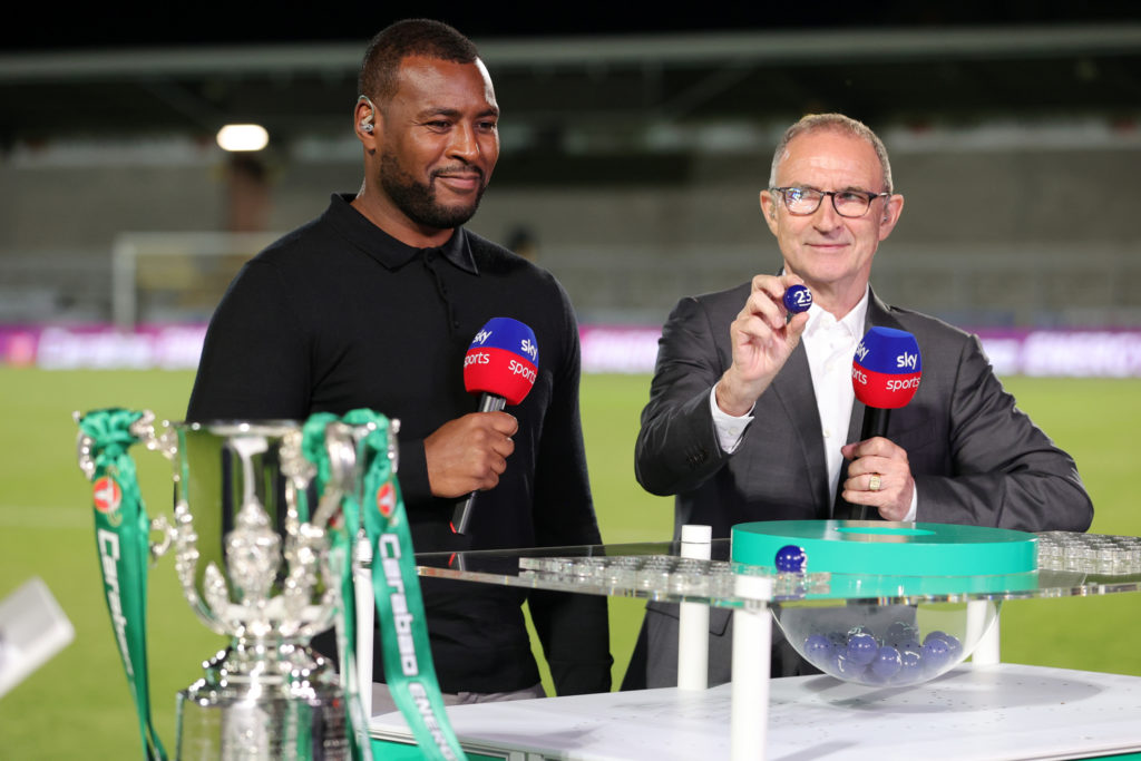 Martin O'Neill draws ball number 23 Leicester City during the draw for the second round of the Carabao Cup after the Carabao Cup First Round match ...