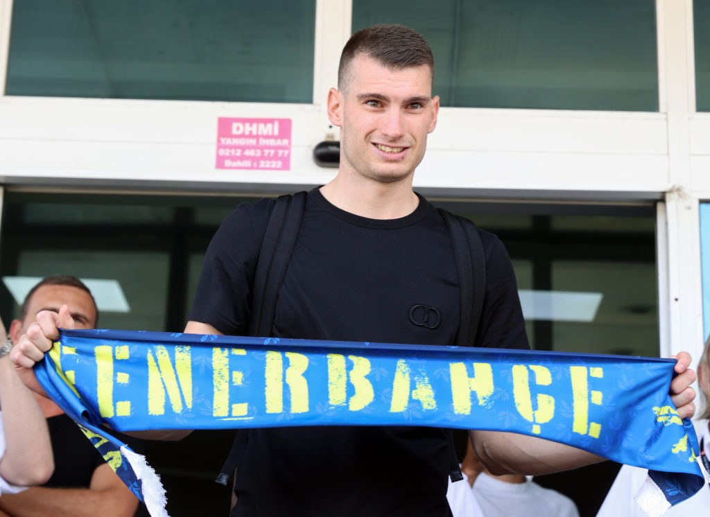 New signing of Fenerbahce Croatian goalkeeper Dominik Livakovic arrives in Istanbul