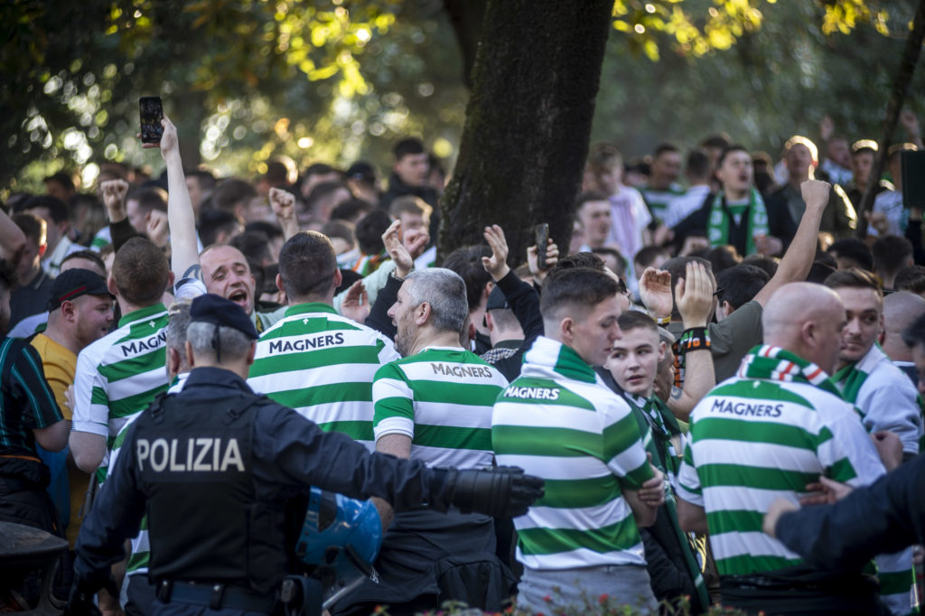 Tension Between Lazio And Celtic Fans In Rome