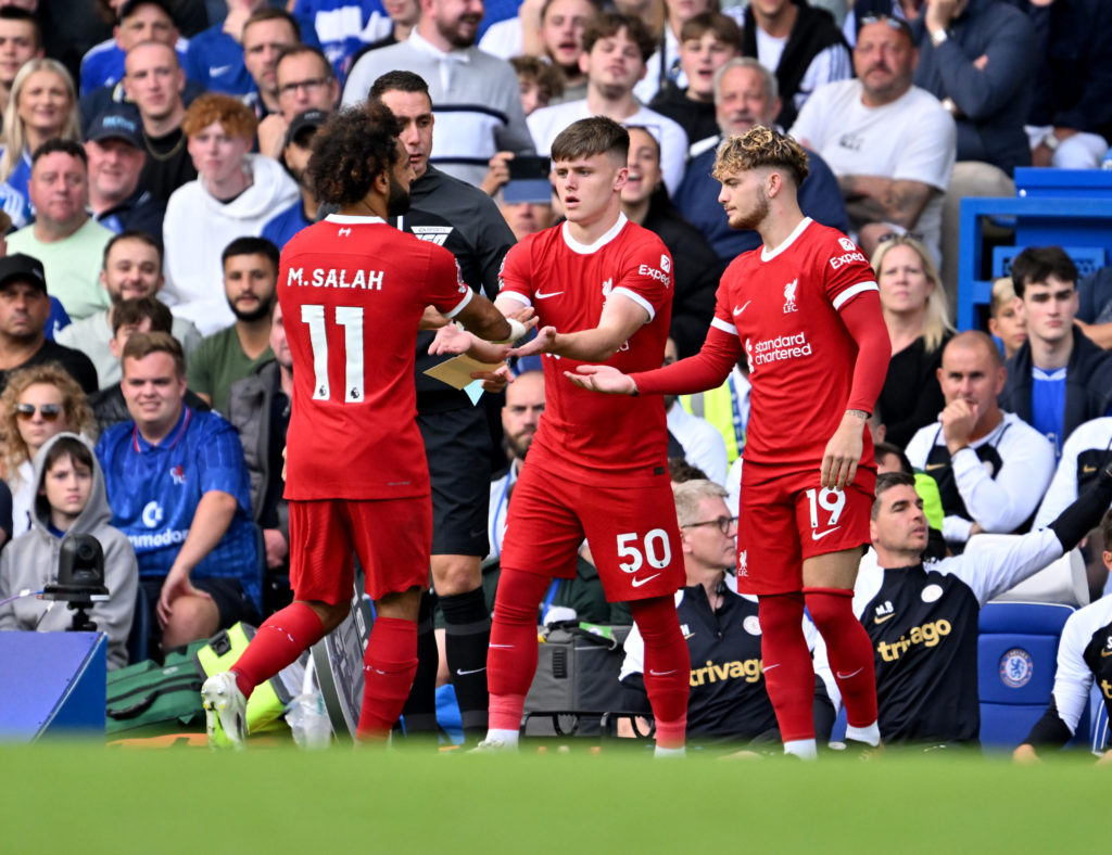 Ben Doak coming on for Liverpool against Chelsea.