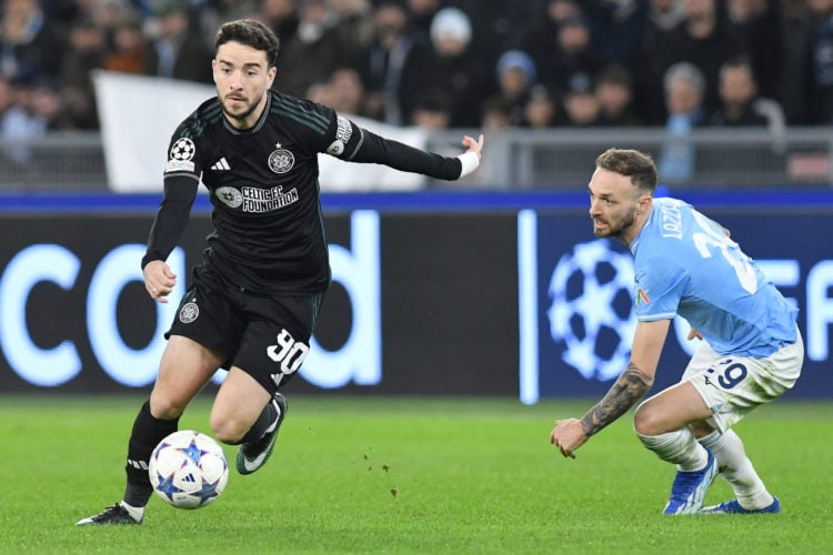 Celtic footballer Mikey Johnston and Lazio footballer Manuel Lazzari  during the Lazio-Celtic Champions League match at the Olympic Stadium. Rome (...