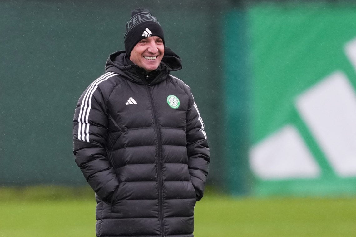 Celtic's Northern Ireland coach Brendan Rodgers attends a training session at Lennoxtown training ground north of Glasgow, Scotland, on December 12...
