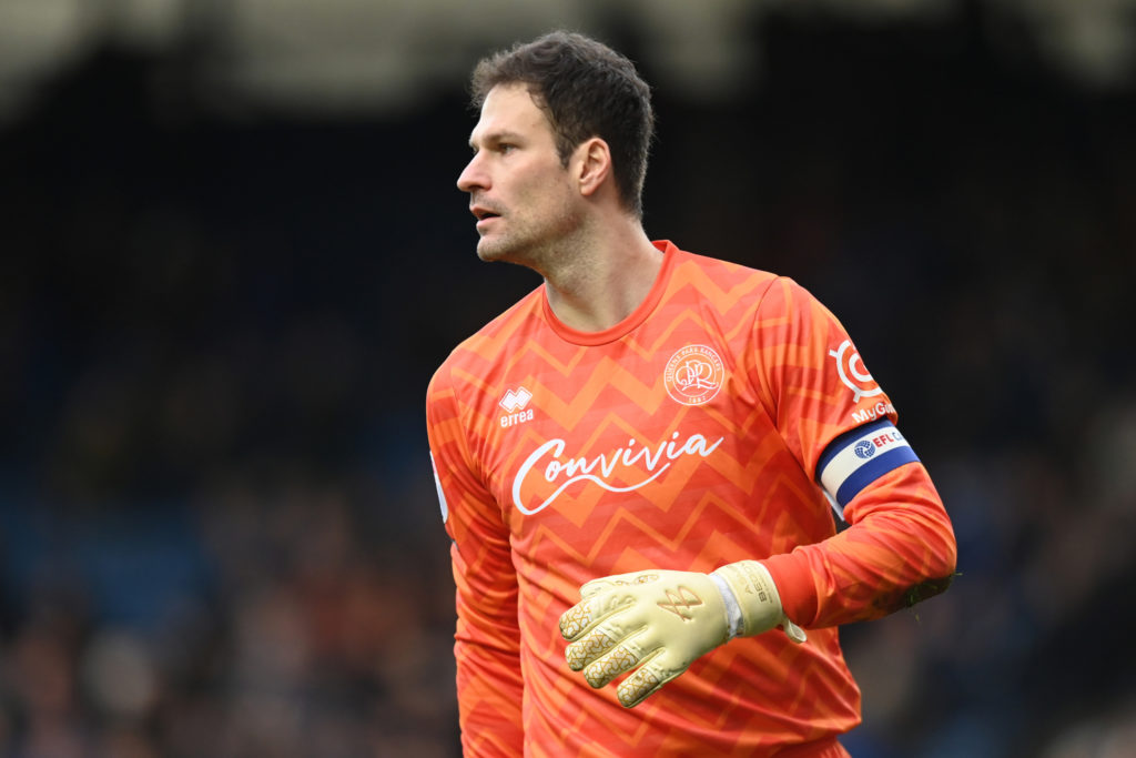 Queens Park Rangers' Asmir Begovic looks on during the Sky Bet Championship match between Blackburn Rovers and Queens Park Rangers at Ewood Park on...