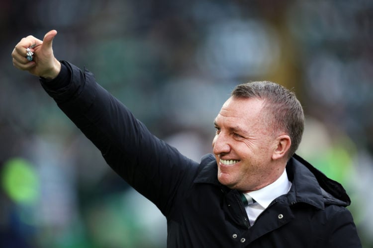 Celtic manager Brendan Rodgers is seen during the Cinch Scottish Premiership match between Celtic FC and St. Johnstone FC at Celtic Park Stadium on...