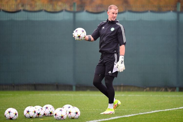 Celtic's English goalkeeper Joe Hart attends a team training session at the Celtic Training Centre in Lennoxtown, north of Glasgow on October 24, 2...