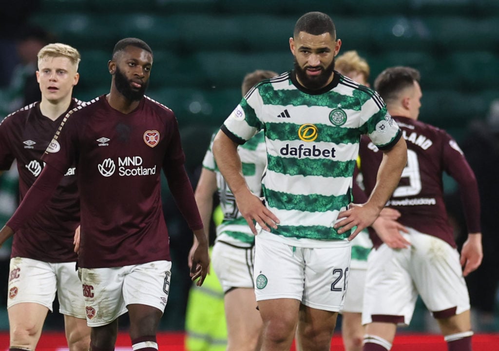 Cameron Carter-Vickers of Celtic is seen at full time during the Cinch Scottish Premiership match between Celtic FC and Heart of Midlothian at Celt...