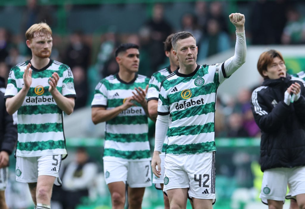 Callum McGregor of Celtic is seen at full time during the Cinch Scottish Premiership match between Celtic FC and Heart of Midlothian at Celtic Park...